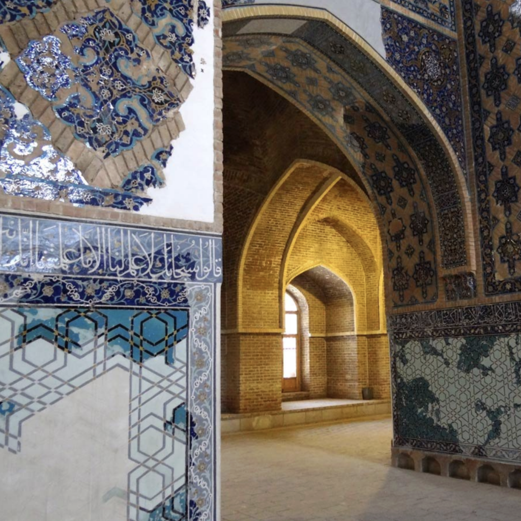 Intricate tilework in historic mosque