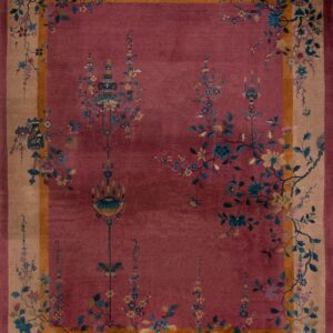 Wool 1920s Purple / Lavender Mauve Hand Knotted Pile Antique Rectangle Rug