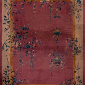 Wool 1920s Purple Hand Knotted Pile Antique Rectangle Rug