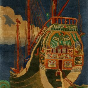 Colorful ship against dark background