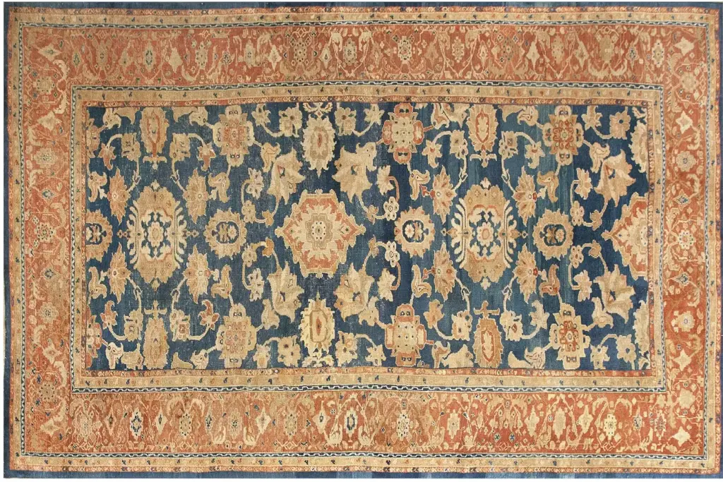 Antique lage scale pattern blue color persian sultanabad rug #23703 from rugs on net