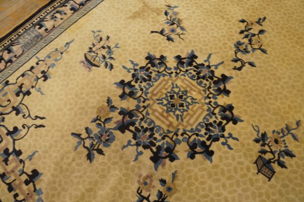 Antique peking chinese medallion ivory 1920s rug - image 9