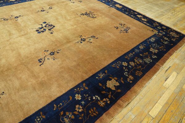 Antique wool beige hand knotted pile rug - image 3