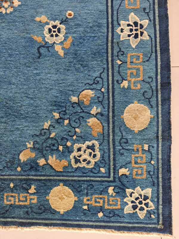 Antique peking small scatter size wool blue rug - image 7