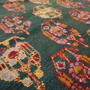 Colorful patterned textile with boteh design