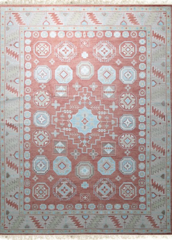 Intricate patterned vintage wool area rug