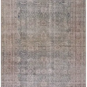 Fine Washed Out Seafoam Color Large Antique Allover Floral Persian Kerman Carpet by Rugs On Net