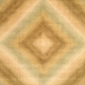 Textured rug with an abstract diamond design in blending tones of tan, gold, and sage.