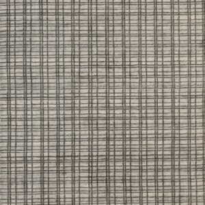 Textured light gray rug features an irregular dark gray grid pattern covering the entire surface.
