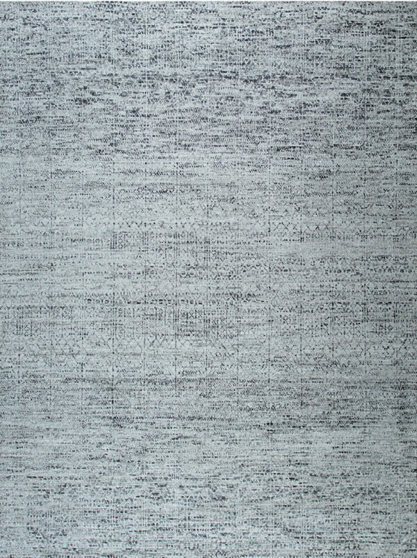 Textured gray and charcoal low-pile rug with a subtle speckled abstract pattern.