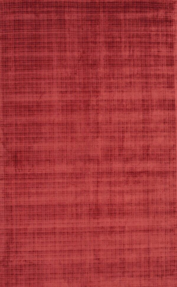 Textured red rug surface with varying shades of color and a visible woven cross-hatch design.