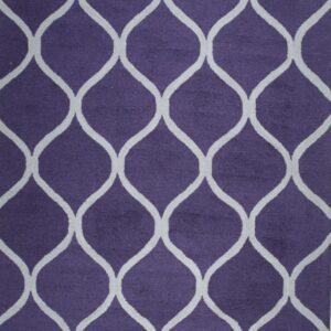 Purple rug with white geometric pattern