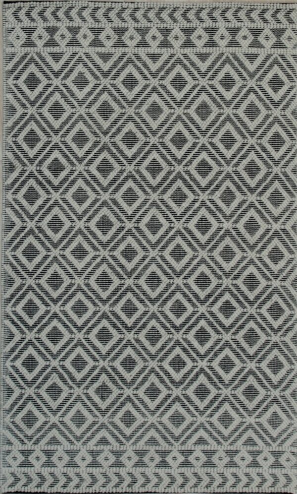 Maya diamond black handmade wool rug - image 6