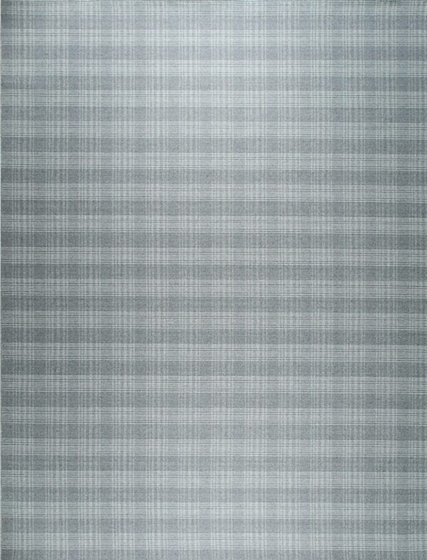 Gray rug with a light plaid grid pattern filling the entire frame.