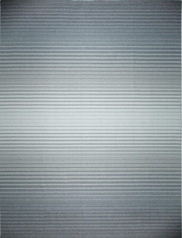Smooth rug featuring horizontal gray and light gray stripes with a dark-to-light ombre effect.