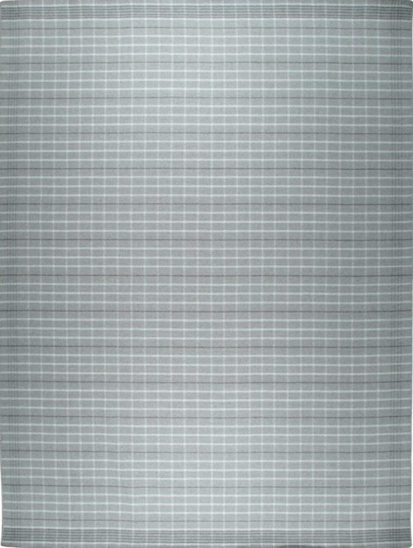Flat gray rug with a repeating light and dark gray checked pattern.