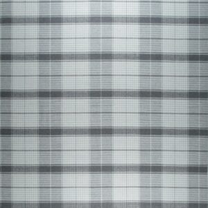 Low-pile rug displaying a classic plaid pattern using shades of charcoal gray, light gray, and white.