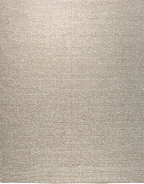 Full studio shot of a subtly textured rug in speckled beige, pale pink, and off-white nubs.