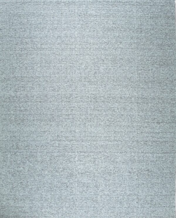 Full view of a mottled light blue-gray rug featuring a dense, horizontally textured surface.