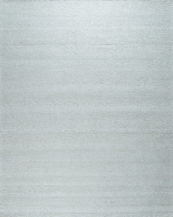 Light blue-gray solid rug featuring a prominent ridged and irregular textured surface.