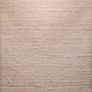 Textured, low-pile rug blending rose and cream colors, accented by thin gray horizontal stripes.