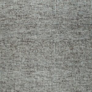 Full view of a dense, textured rug with a multi-tonal gray and taupe speckled grid pattern.