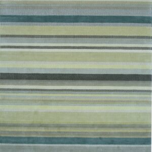 Horizontal stripes in teal, lime, and gray, featuring alternating solid and subtle vertical dash patterns.