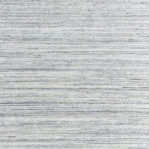 Gray and white variegated rug featuring pronounced horizontal lines and a ribbed texture.