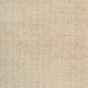 Beige and cream low-pile rug with a vertical chevron field and geometric patterned borders.