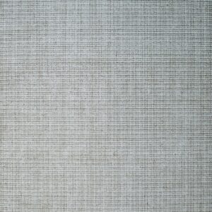 A tightly woven, textured rug in light grey with thin, dark intersecting horizontal and vertical lines.