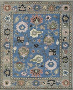 New india traditional classic blue wool hand knotted rug ie472bl 1 | by rugs on net