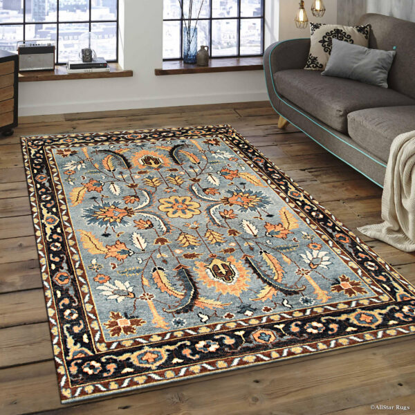 Lydia kazak navy hand knotted wool rug 5 Lydia kazak navy hand knotted wool rug - image 5