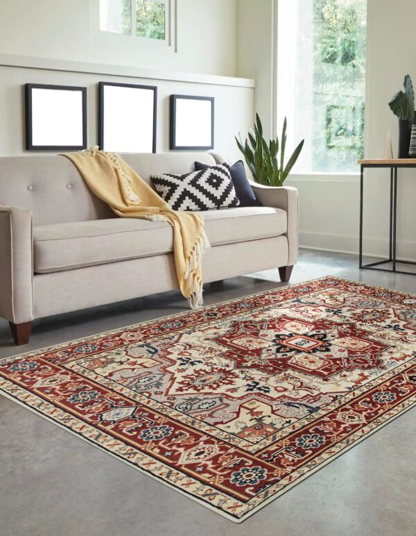 Sophisticated radiant ivory hand knotted wool rug - image 5