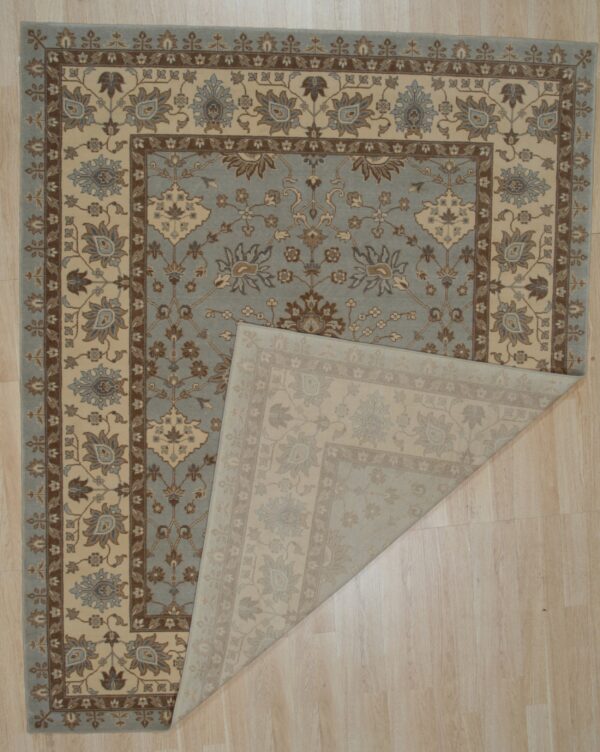 Artisan oushak light blue hand knotted wool rug - image 2