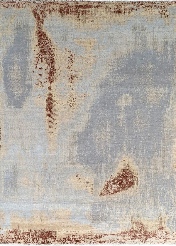 Abstract rug with muted colors.