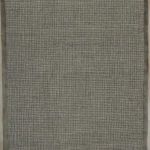 A rectangular rug in sage gray with a woven light crosshatch pattern and a solid dark border.