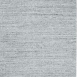 Light gray, solid-colored rug featuring a prominent, low, horizontal woven texture.