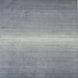 Textured gray area rug featuring a horizontal color gradient from dark to light silver gray.