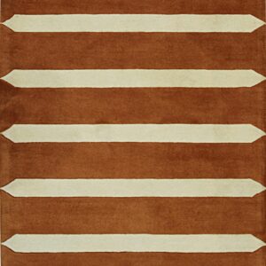 Rust and cream striped wool rug