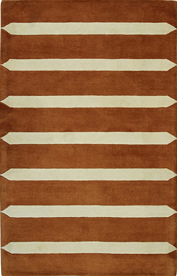 Rust and cream striped wool rug