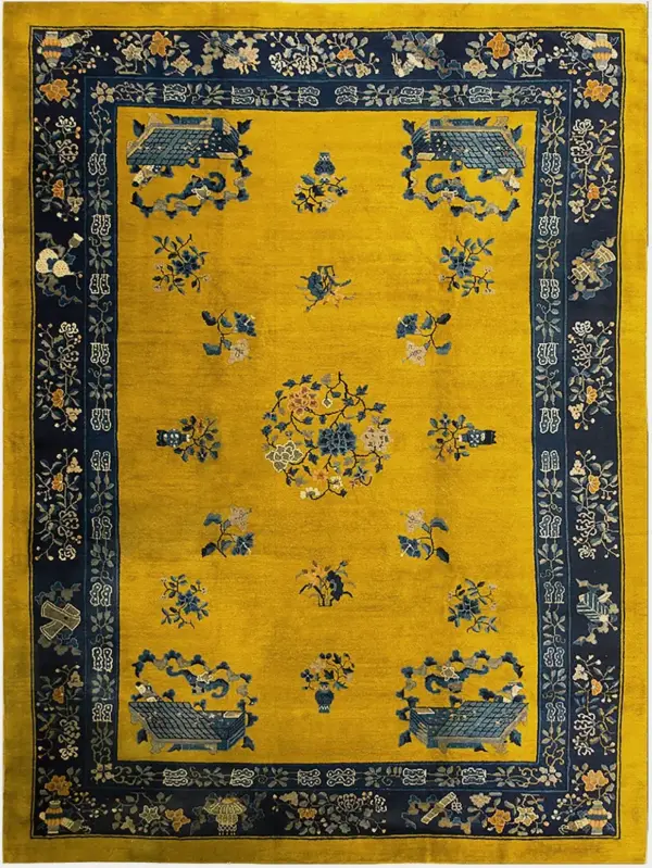 Yellow room size antique floral peking chinese medallion carpet by rugs on net