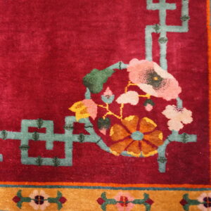 Colorful floral design on red background