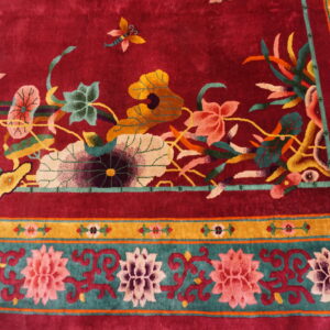 Colorful floral design on red background