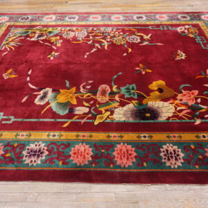 Colorful floral design on red background