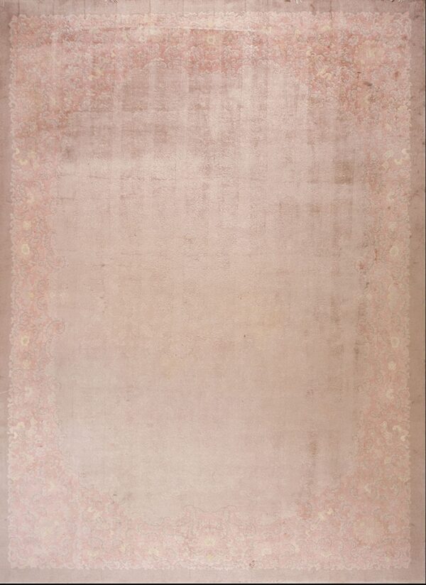 Antique large wool pile light cream color hand knotted chinese rug by rugs on net