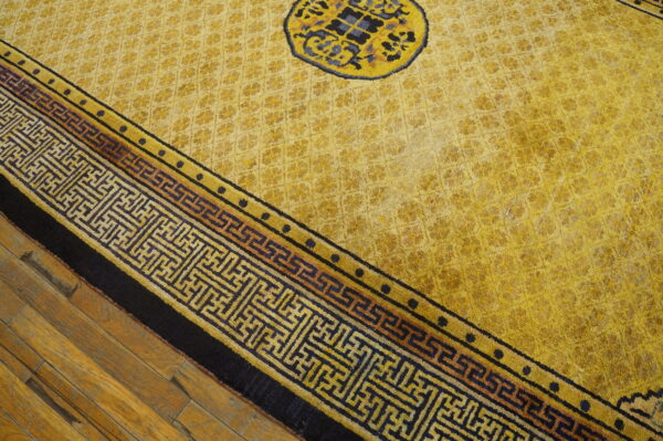 Antique ningxia hallway runner silk gold rug - image 6