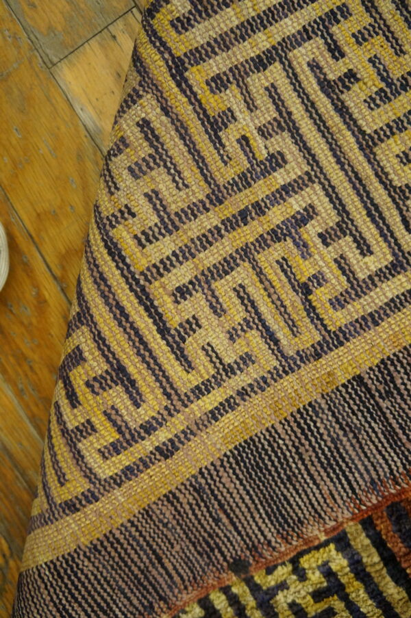 Antique ningxia hallway runner silk gold rug - image 5