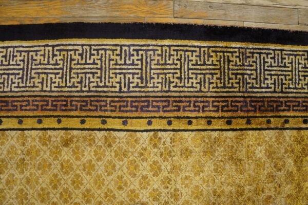 Antique ningxia hallway runner silk gold rug - image 4