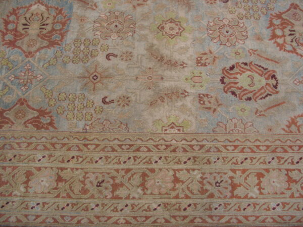 Intricate floral pattern on wool rug
