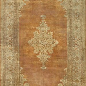 Elegant antique coral wool rug